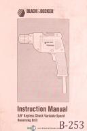 Black & Decker 3/8 Keyless Chuck, variable Reversing Drill, Owners Manual